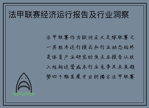 法甲联赛经济运行报告及行业洞察